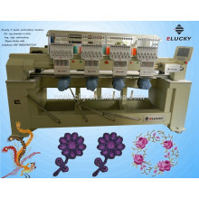 Elucky 4 tête de machine à broder ordinateur 12 couleurs à la vente avec une nappe de conception de broderie